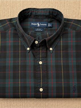 Ralph Lauren Blake Plaid Button Down Shirt Men’s L Cotton Blue Green